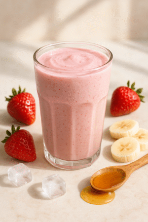 اسموتی توت‌فرنگی و موز با عسل